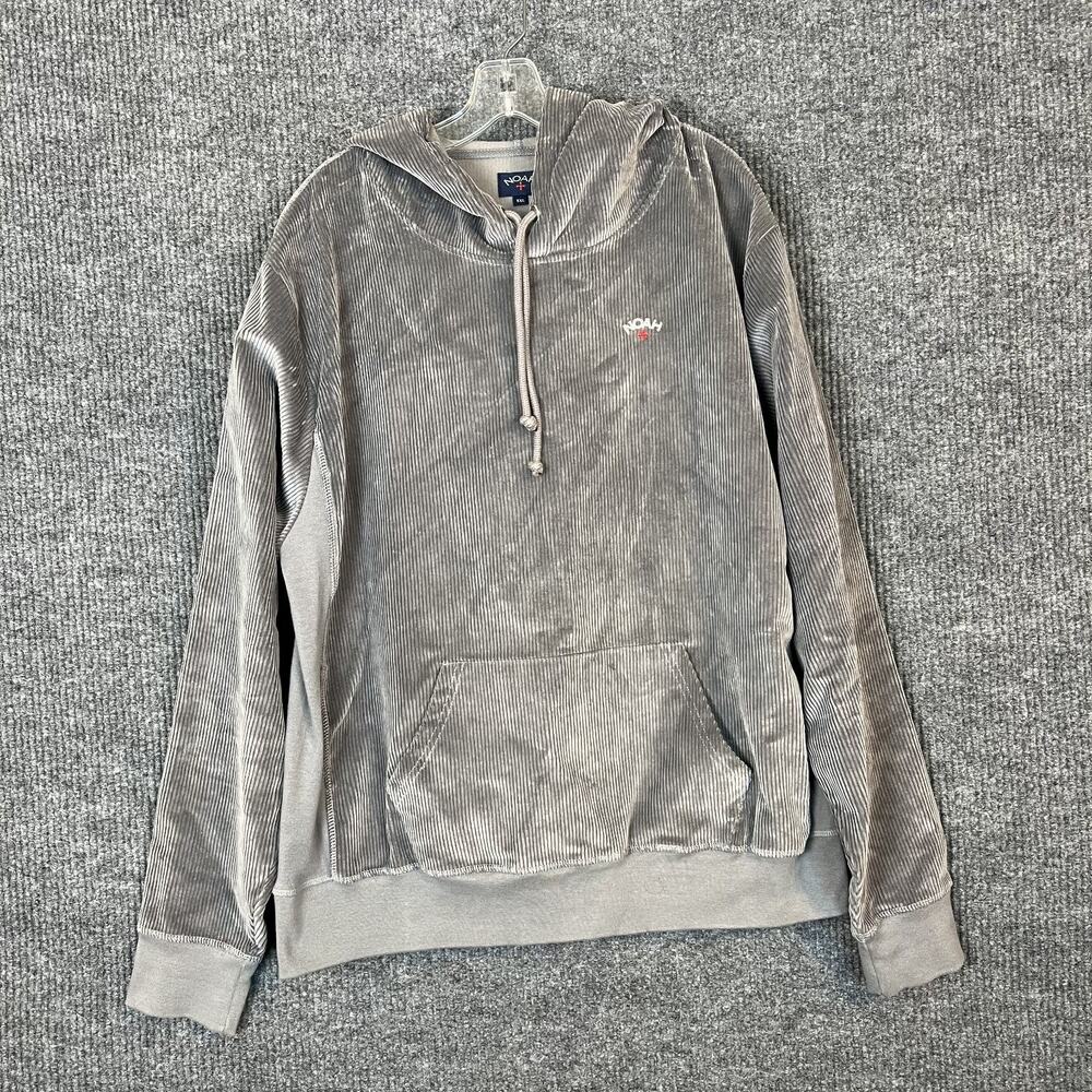Noah NY Mens Corduroy Hoodie Mens Size XXL Gray Front Pocket Pullover Cotton